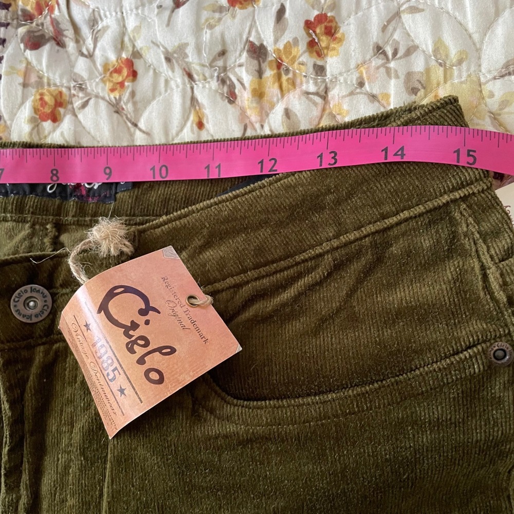 Cielo Jeans Olive Green Corduroy Flare Pants Low Rise Y2K Size 9 SP7057 NWT - Picture 8 of 14